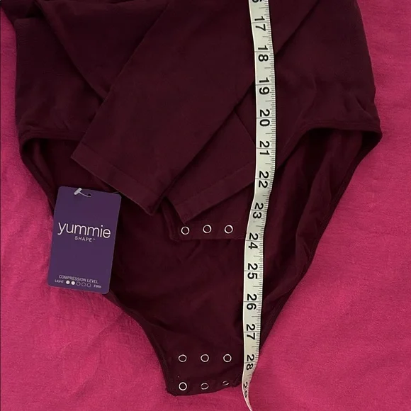 Yummie temperature regulating Maroon High-Neck light compression Bodysuit - Picture 3 of 4